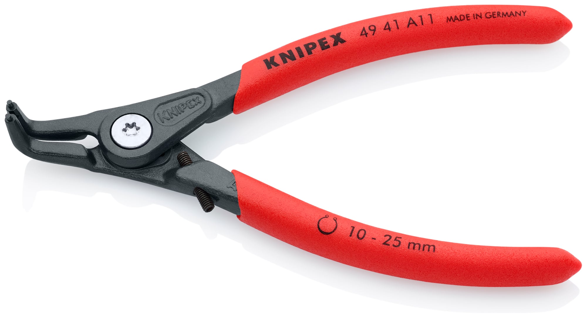 External 90° Angled Precision Snap Ring Pliers-Limiter, 5 1/4 in., Non-slip plastic, 3/64 in. Tips
