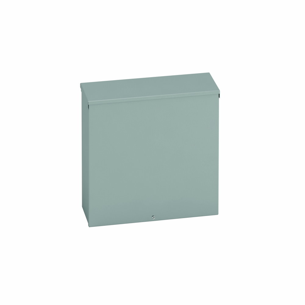 Type 3/3R junction boxes, 12" height, 4" length, 10" width, NEMA 3R, Screw cover, RTSC enclosure, Surface mounted, Small single door, 5 bottom knockouts, Embossed thru holes, Carbon steel