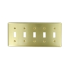5-Gang Toggle Device Switch Wallplate, Standard Size, Device Mount, Polished Brass