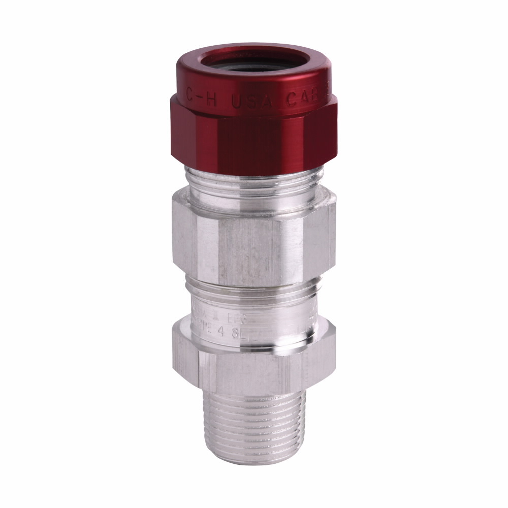 Eaton Crouse-Hinds series TMCX cable gland,Metal-cladcorrugated,TECK armoured and tray cable,Armoured barrier and non-armoured barrier, Aluminum, Outer Sheath:0.85-1.31", 1" NPT,Armor Range:0.80-1.12"