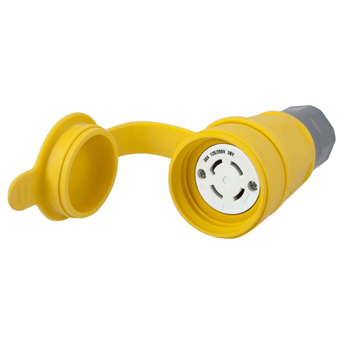 Watertight Twist-Lock Connector, 30A, 3 Phase WYE 120/208VAC, 4-Pole, 4 Wire, Thermoplastic elastomer, NON-NEMA