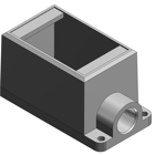3/4 Inch Deep 1 Gang Cast Device Box, Gray Iron Zinc Plated, Dead End, Suitable for Wet Locations When Used with Gasketed Covers