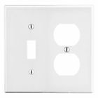 Hubbell Wiring Device Kellems, Wallplates, Non-Metallic, Mid-Sized, 2-Gang, 1) Duplex, 1) Toggle, White