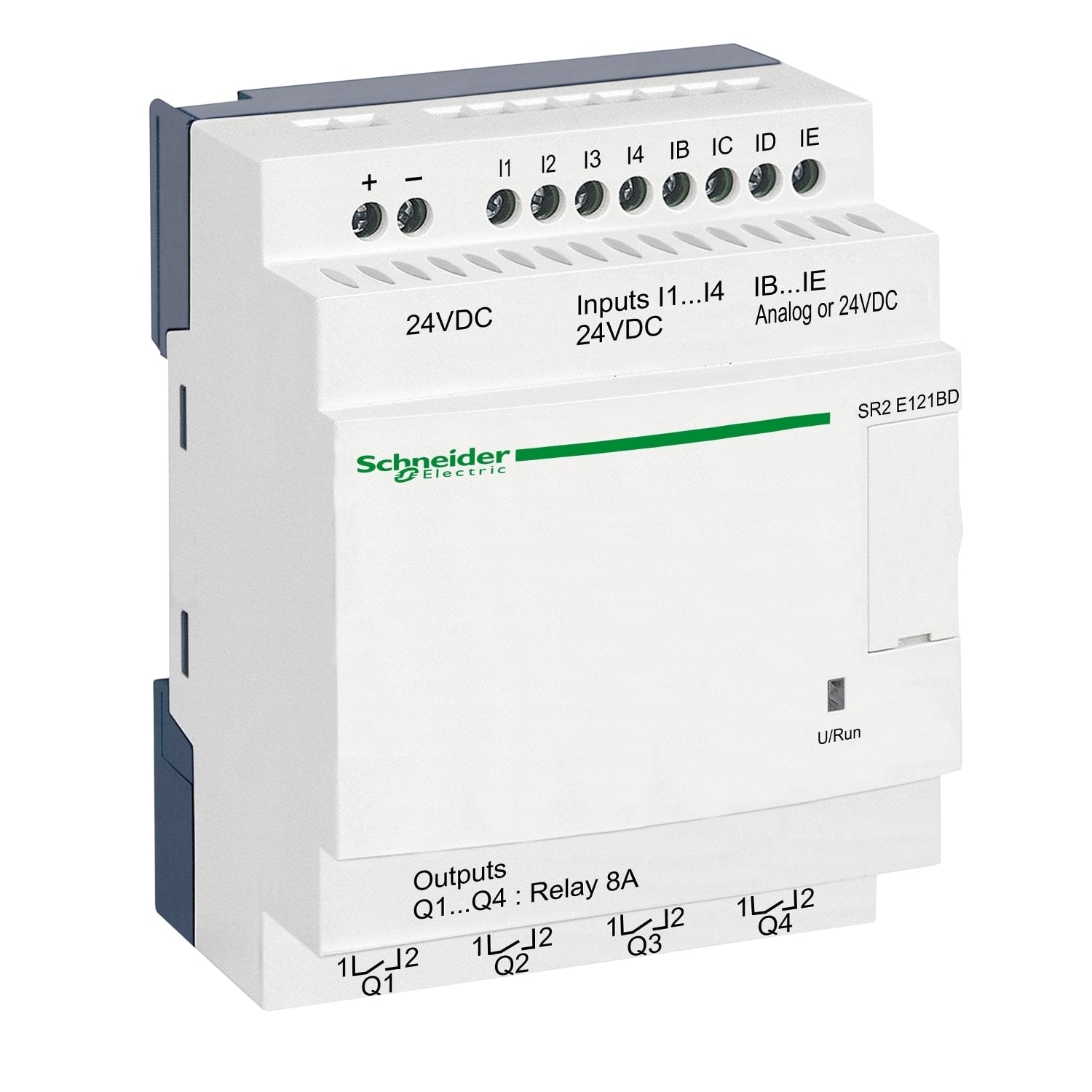 compact smart relay, Zelio Logic SR2 SR3, 12 IO, 24V DC, clock, no display