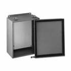 Eaton B-Line series JIC panel enclosure, 4" height, 4" length, 4" width, NEMA 12, Screw cover, 12LC enclosure, Wall mount, Small single door, External mounting feet, Carbon steel, Seamless poured in-place gasket