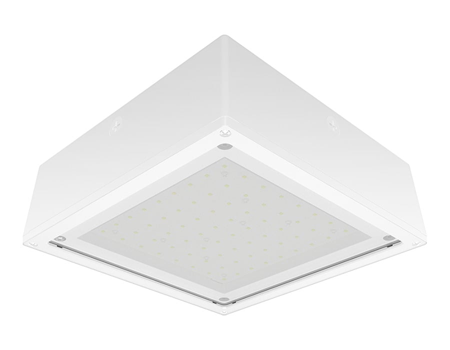 Vandalprood LED, 10W, 4000k, Flat, Frosted Lens, 120-277V, 0-10V, White