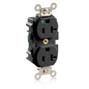20 Amp, 125 Volt, Wide Body Duplex Receptacle, Straight Blade, Hospital Grade, Self Grounding, Black