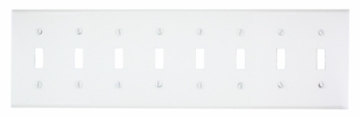 8-Gang Toggle Device Switch Wallplate, Painted Metal, Device Mount, White
