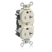  20 Amp, 125 Volt, Lev Lok Duplex Receptacle, Isolated Ground, Tamper Resistant, Industrial Grade, Light Almond