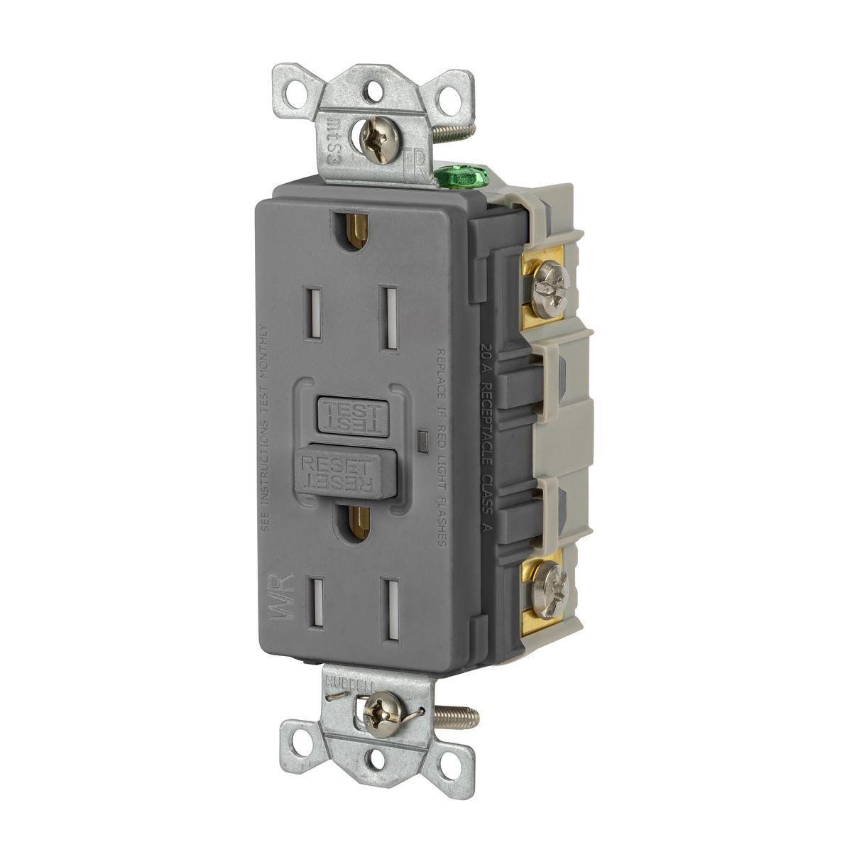 GFRTW15GRY Wiring Device GFCI Receptacle, 125 V AC, 15 A, Grey