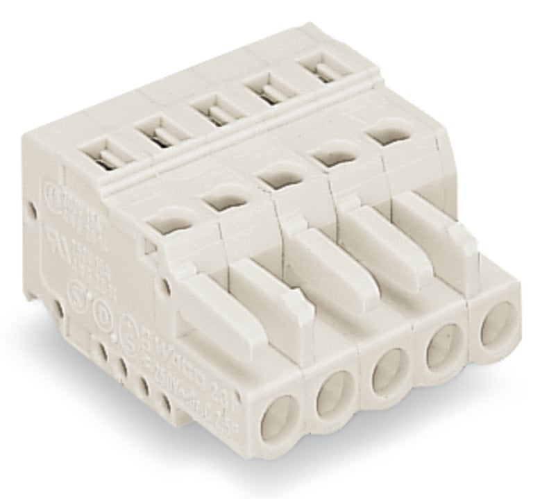 1-conductor female connector; CAGE CLAMP; 2.5 mm; Pin spacing 5 mm; 2-pole; 100% protected against mismating; 2,50 mm; light gray