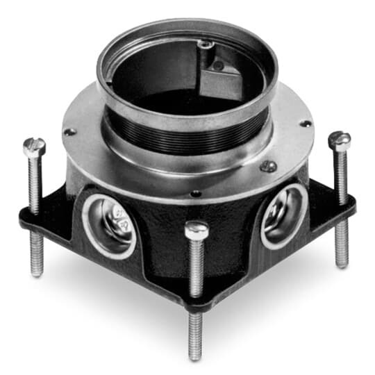 Single Gang Flush Service Box, 24 Cubic Inches, Opening Diameter 3 Inches, Length 3-7/8 Inches, Depth 2-13/16 Inches, Conduit Tapping 3/4 Inch, Cast Iron, For Single Short-Strap Receptacles or Communications