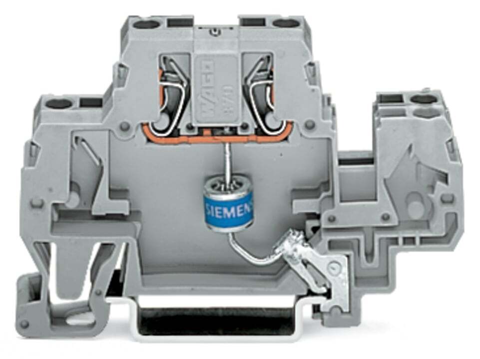 Component terminal block; double-deck; with gas-filled surge arrester; for DIN-rail 35 x 15 and 35 x 7.5; 2.5 mm; CAGE CLAMP; 2,50 mm; gray