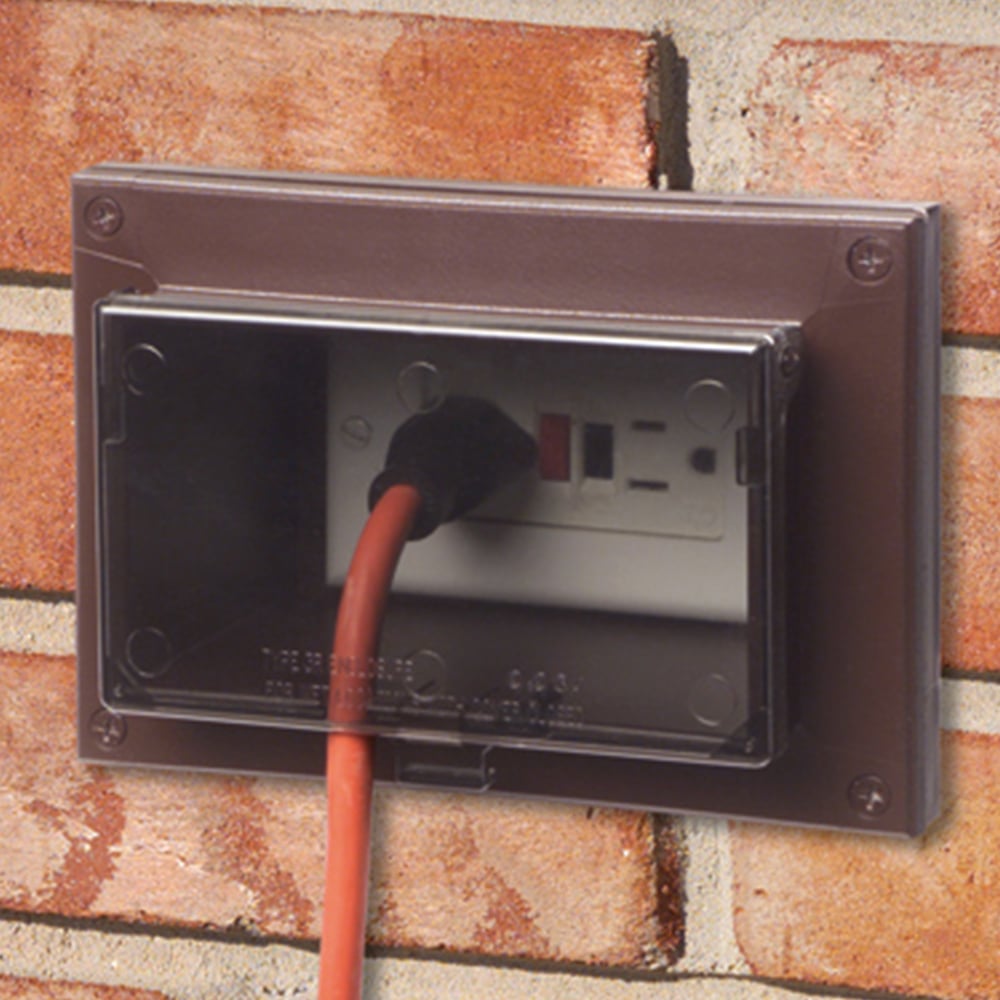 Low profile Inbox with metal box. Includes adapter sleeve for new brick. Horizontal with weatherproof while in use clear cover and brown box.