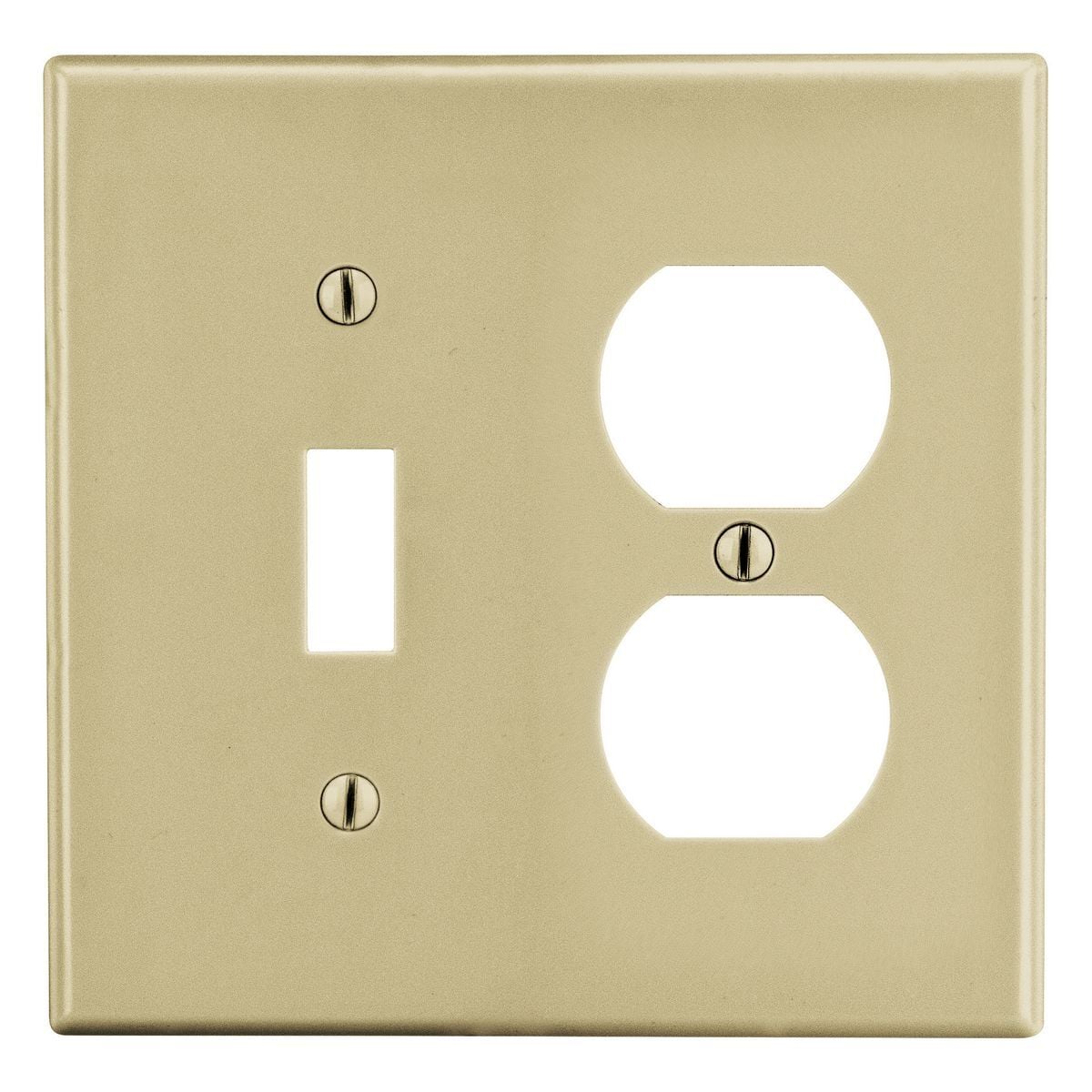 Wallplate, 2-Gang, 1) Duplex 1) Toggle, Ivory