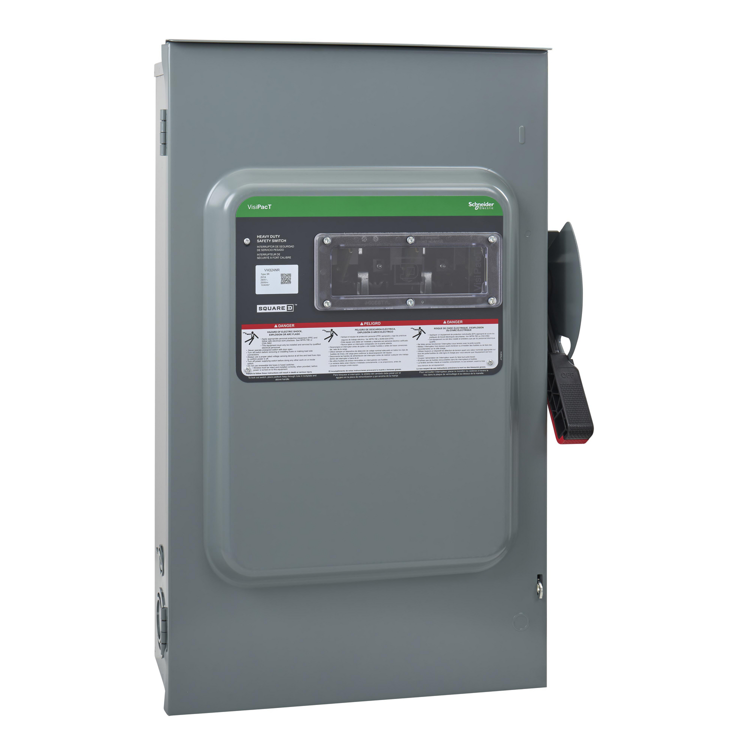 Safety switch, VisiPacT, heavy duty, fused, viewing window, NEMA 3R, 240V, 200A, 3 pole, neutral installed