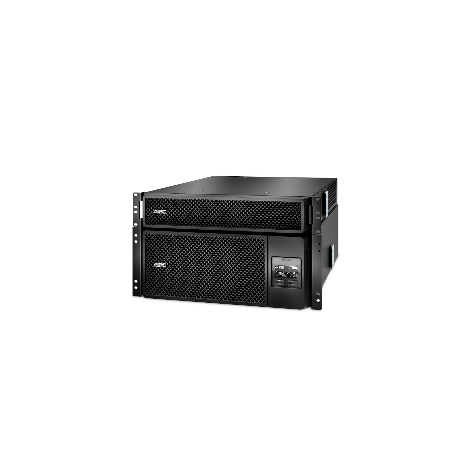APC Smart-UPS On-Line, 6kVA/6kW, Rackmount 6U, 208V, 12x 5-20R+2x L6-20R+2x L6-30R NEMA, Network Card+SmartSlot, W/ transformer 208V-120V, W/ rail kit