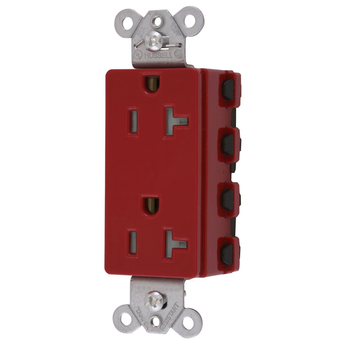 Straight Blade Devices, Receptacles, Style Line Decorator, SNAPConnect, Hospital Grade, Tamper Resistant, 20A 125V, 2-Pole 3- Wire Grounding, 5-20R, Nylon, Red, USA