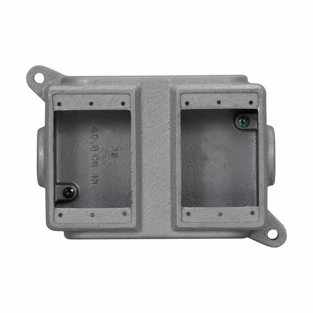 Eaton Crouse-Hinds series Condulet FD blank device box, Deep, Feraloy iron alloy, Two-gang