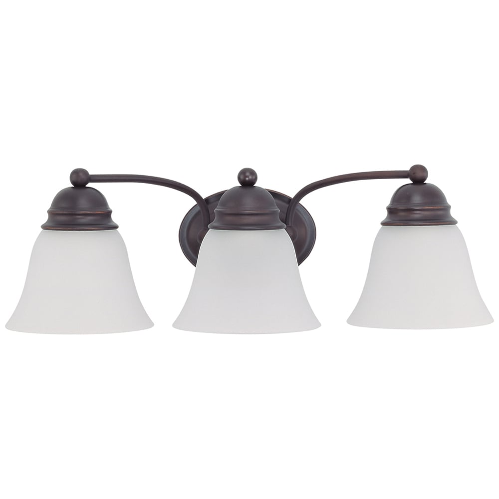 Empire - 3 Light 21 Vanity w/ Frosted White Glass - Mahogany Bronze