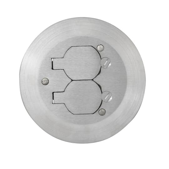 Poke-Through Cover, 5-3/4 Inch Diameter, Solid Aluminum with Brushed Finish