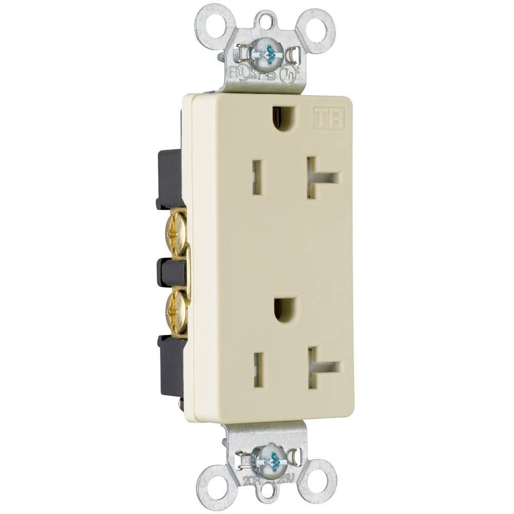 Tamper-Resistant Heavy-Duty Decorator Spec Grade Duplex Receptacle Back and, Side Wire 20amp 125volt Ivory