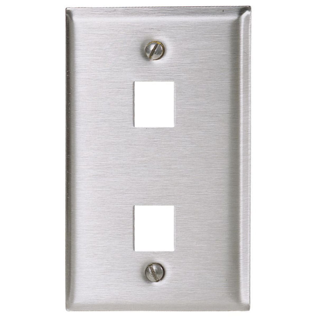 Wallplates and Covers, 1-Gang, 2) Jack Openings, Stainless Steel