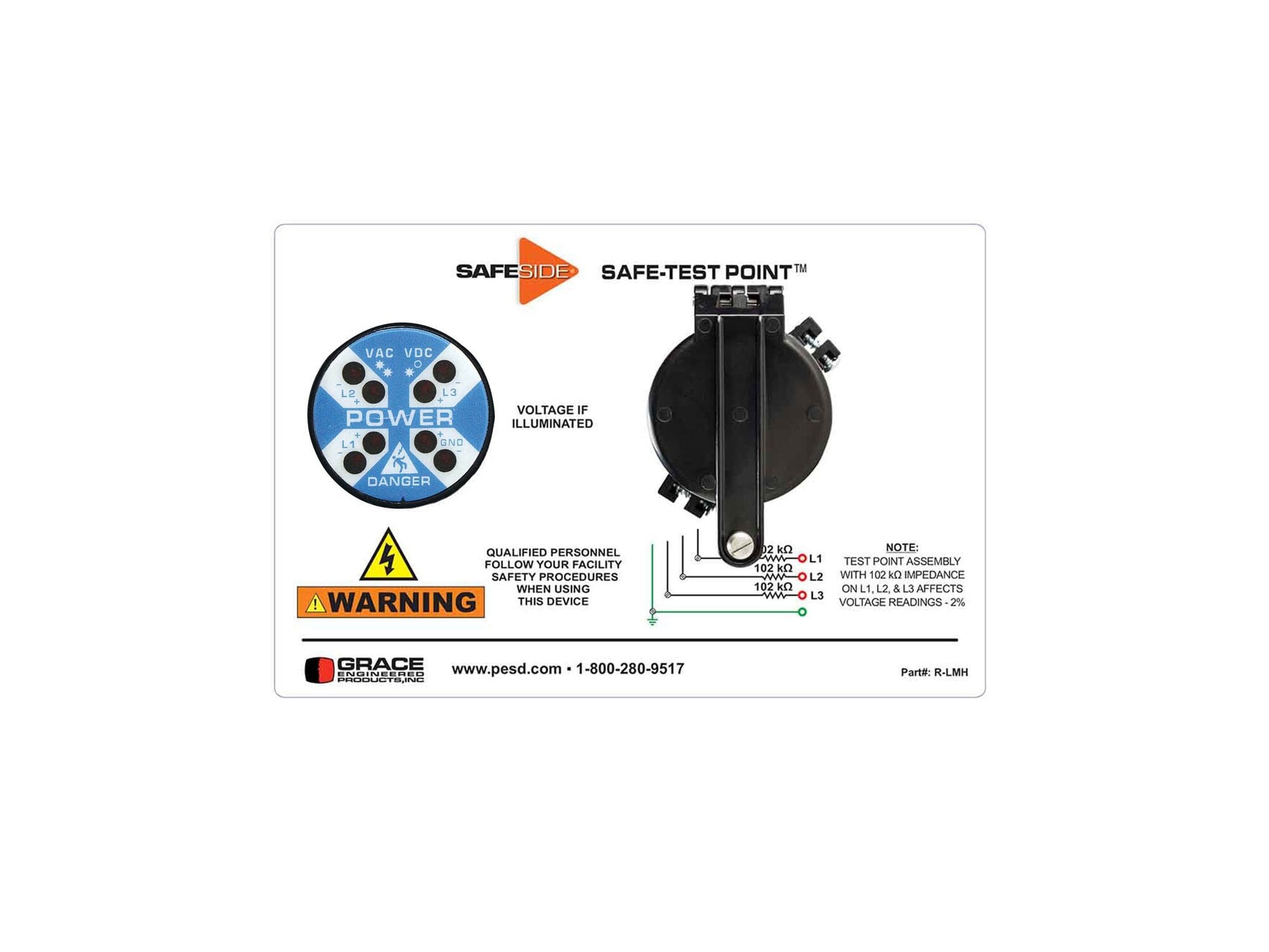 MULTI-ENVIRONMENT VOLTAGE INDICATOR AND SAFE-TEST POINT COMBINATION UNIT WITH HORIZONTAL LABEL