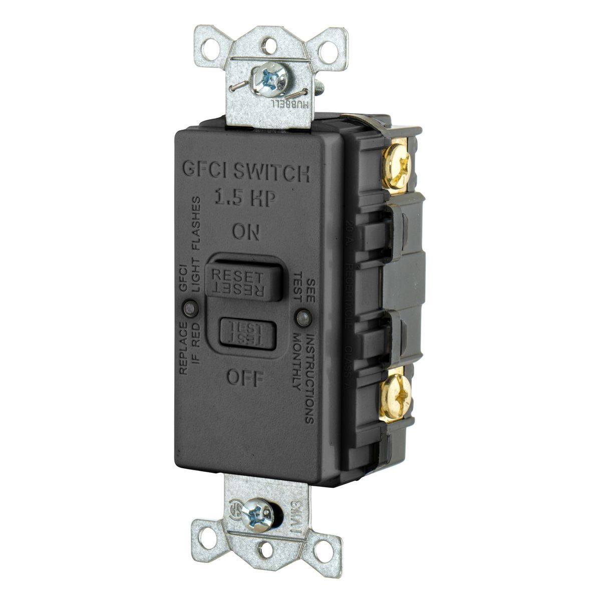 Power Protection Products, GFCI,Receptacle, Blank Face, 20A 125V, HP Rated, Black
