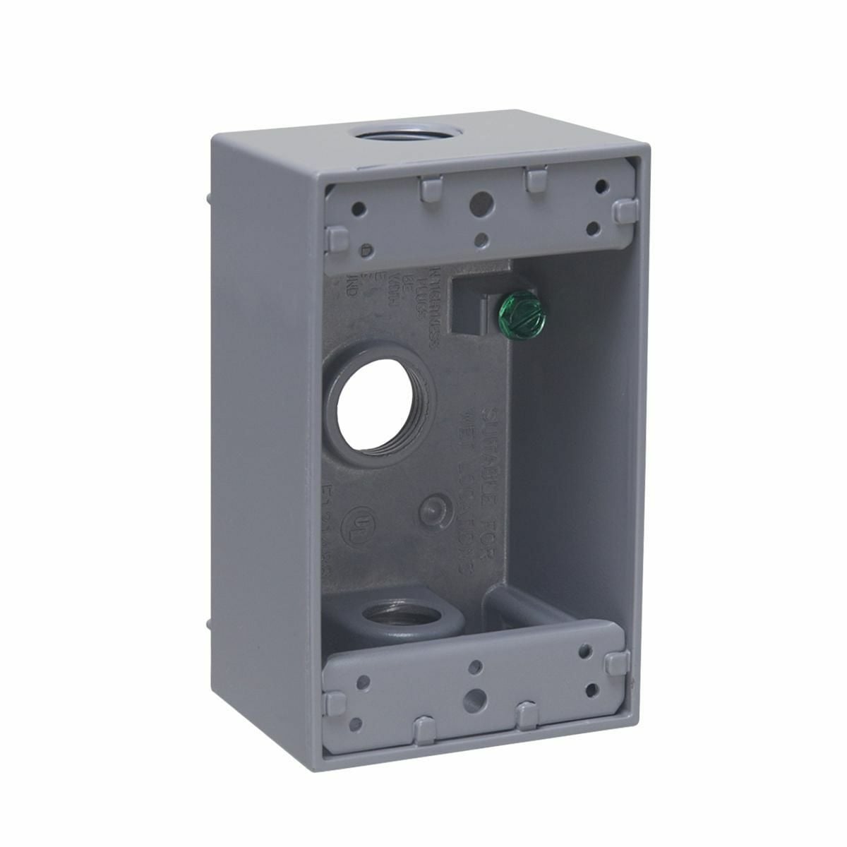 2 In. Deep with Lugs - Gray Three Threaded Outlets - 4-1/2 In. x2-3/4In.