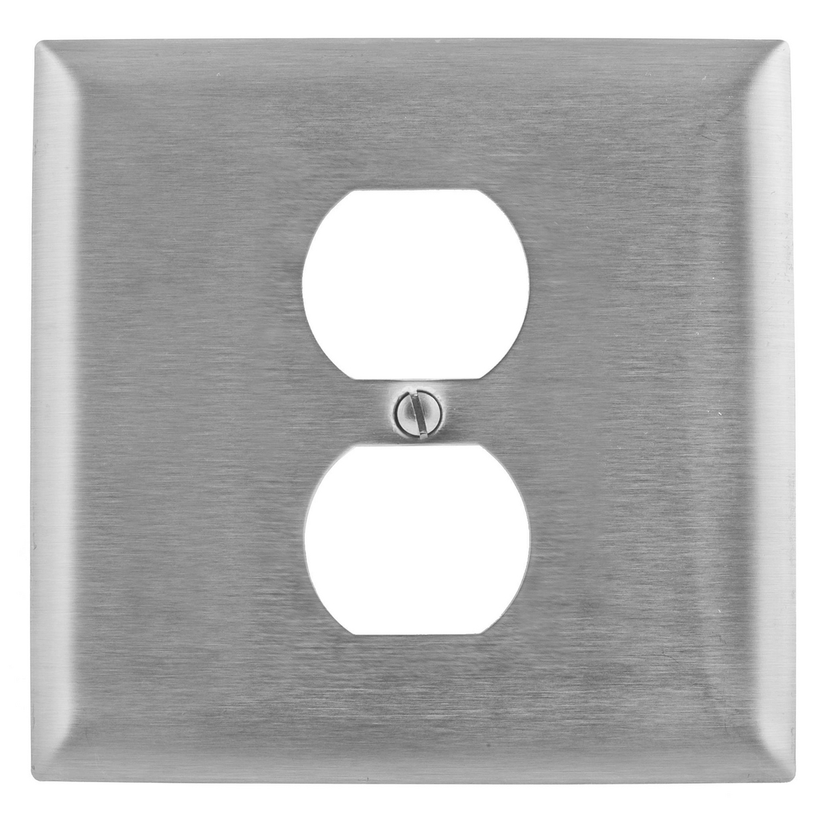 Hubbell Wiring Device Kellems, Wallplates and Boxes, Metallic Plates, 2-Gang, 1) Duplex Opening, Standard Size, Stainless Steel