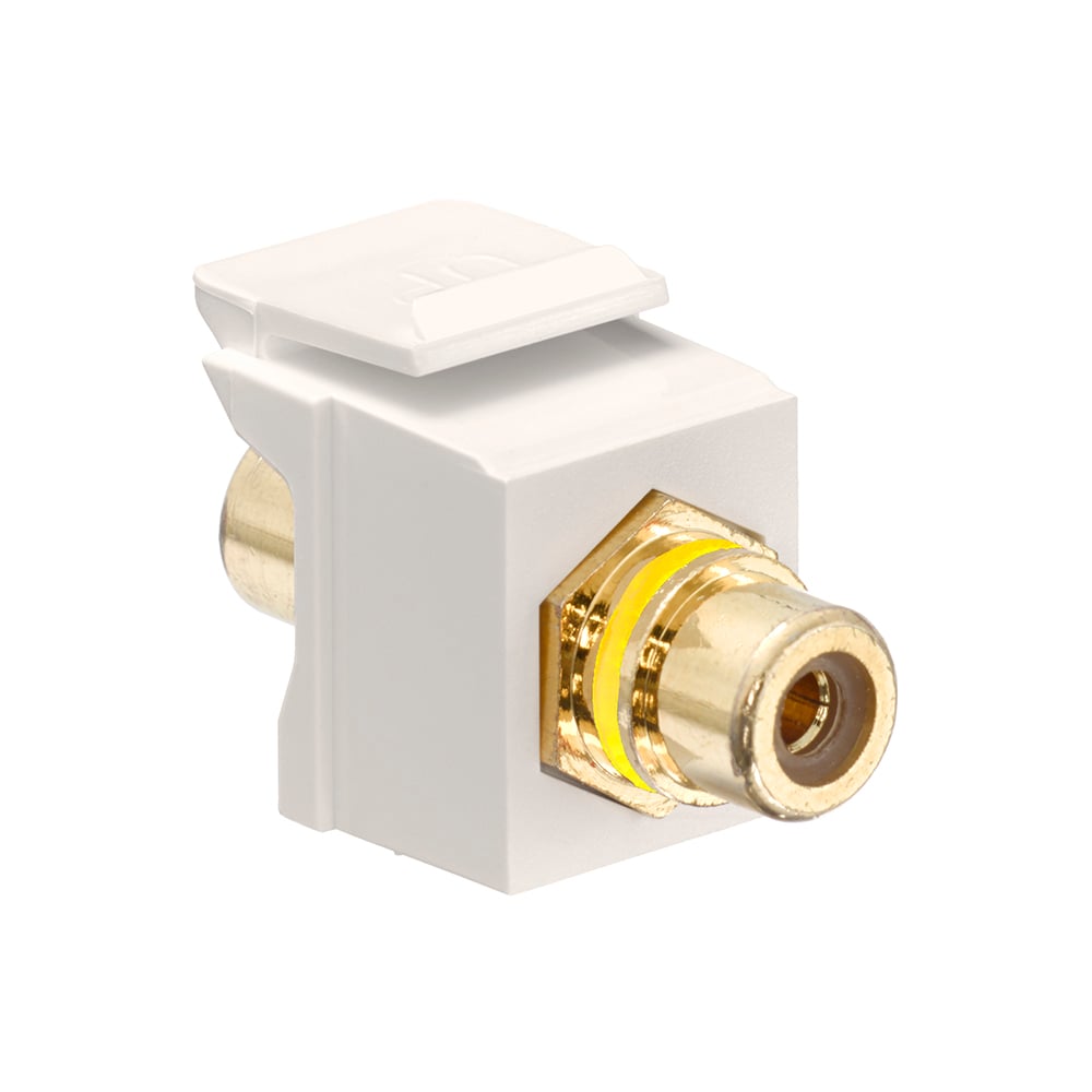 QuickPort RCA, Gold-Plated Connector with Yellow Stripe, Light Almond