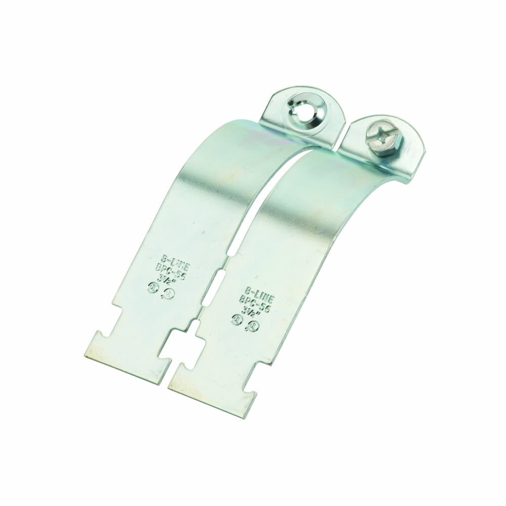Eaton B-Line series conduit support fasteners, Conduit and cable, 1" Height, 1" Length, 1" Width, 0.262lbs, Rigid or EMT conduit size: 2.5", Break-apart conduit clamps, 200 lbs load capacity, Pre-galvanized