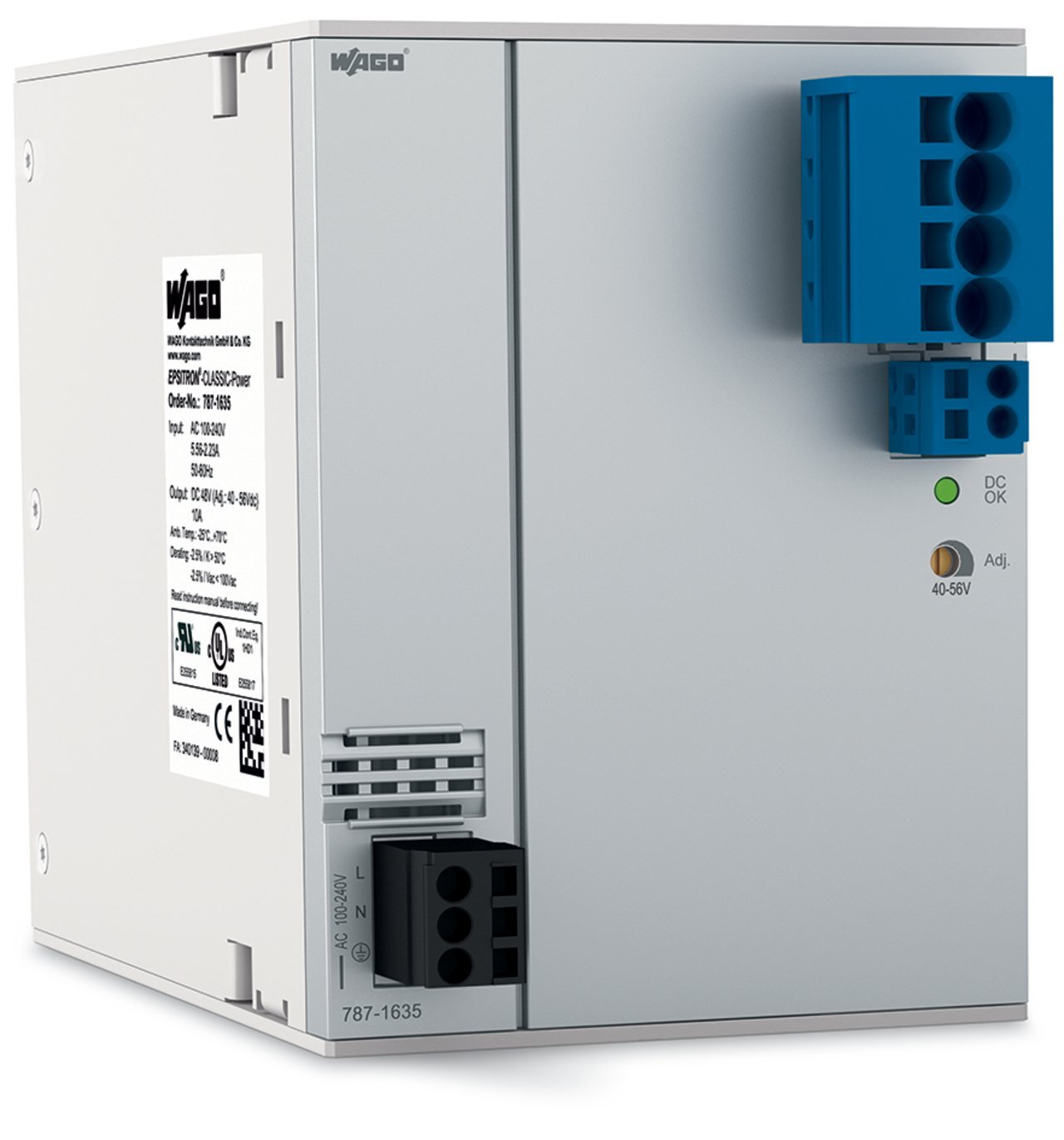 Switched-mode power supply; Classic; 1-phase; 48 VDC output voltage; 10 A output current; TopBoost; DC OK contact