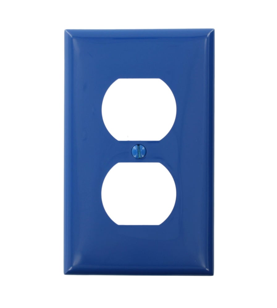 Single-Gang Duplex Outlet Wallplate, High Impact Thermoplastic, Blue