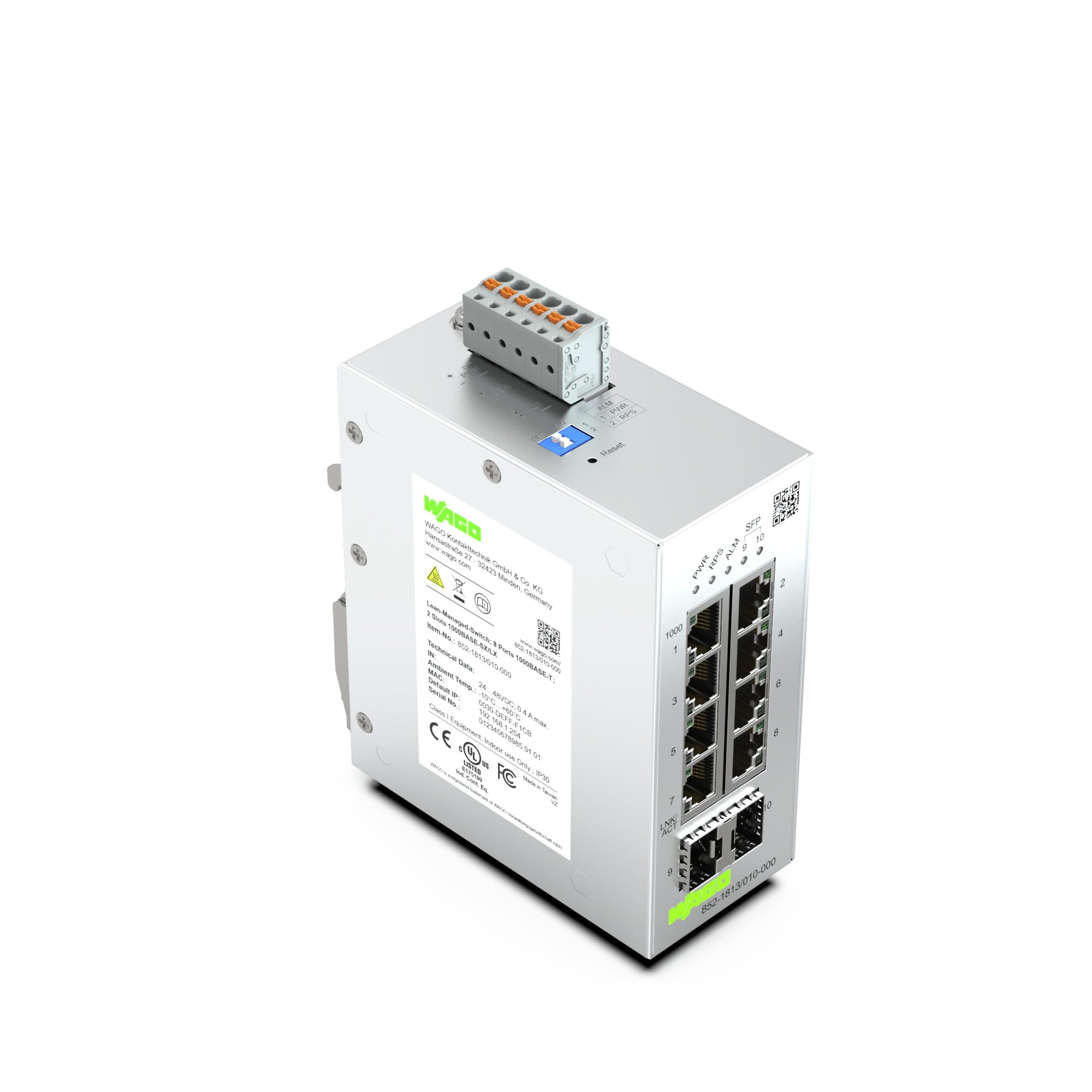 Lean Managed Switch; 8 Ports 1000Base-T; 2-Slot 1000BASE-SX/LX