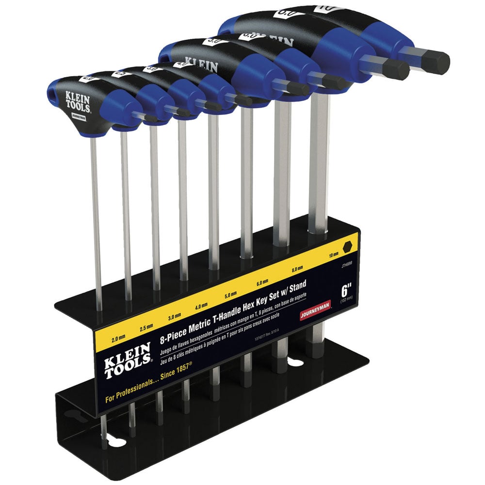 Hex Key Set, Metric, Journeyman T-Handle, 6-Inch with Stand, 8-Piece