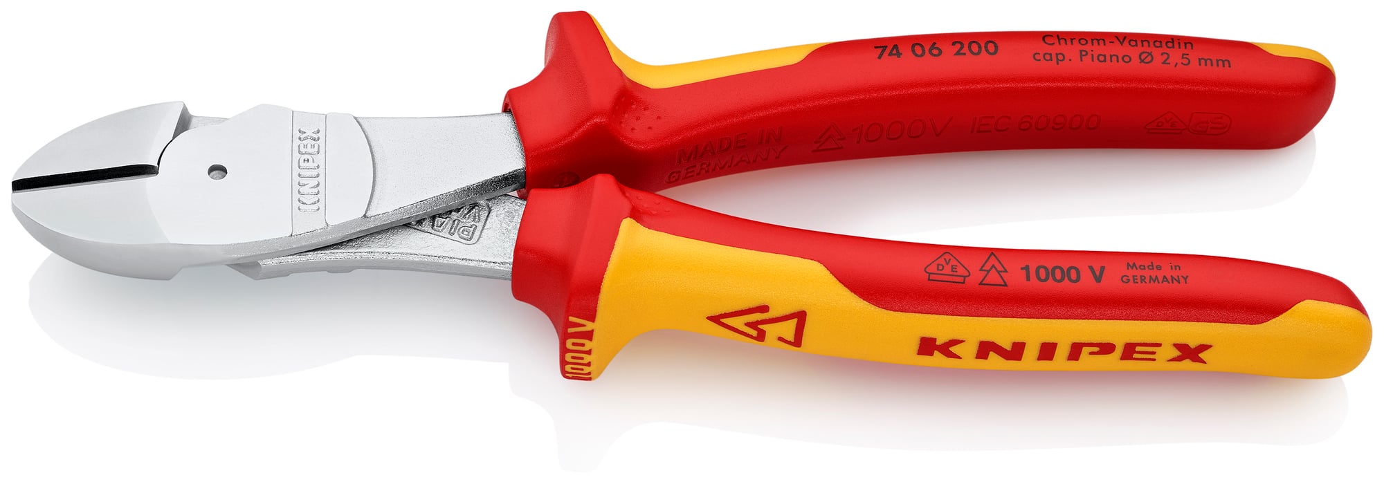 High Leverage Diagonal Cutters-1000V Insulated, 8 in., Multi-Component, VDE