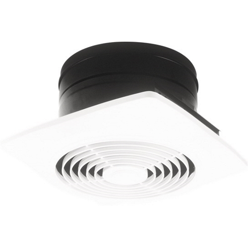 Broan 180 CFM 8-Inch Vertical Discharge Fan with White Square Plastic Grille, 6.5 Sones
