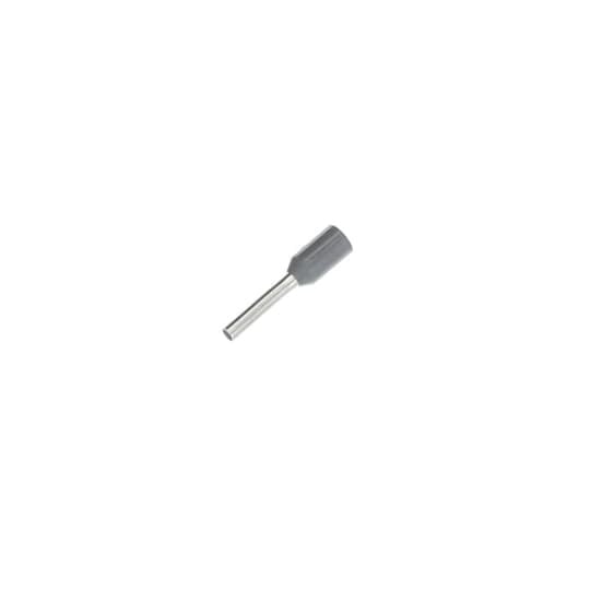 Polypropylene-Insulated Ferrule, Total Length .551 Inches/14.0mm, Pin Length .315 Inches/8mm, Pin Diameter .051 Inches/1.3mm, Base Diameter .11 Inches/2.8mm, Wire Range 18 AWG/.75mm2, Color Gray, Copper, Tin Plated