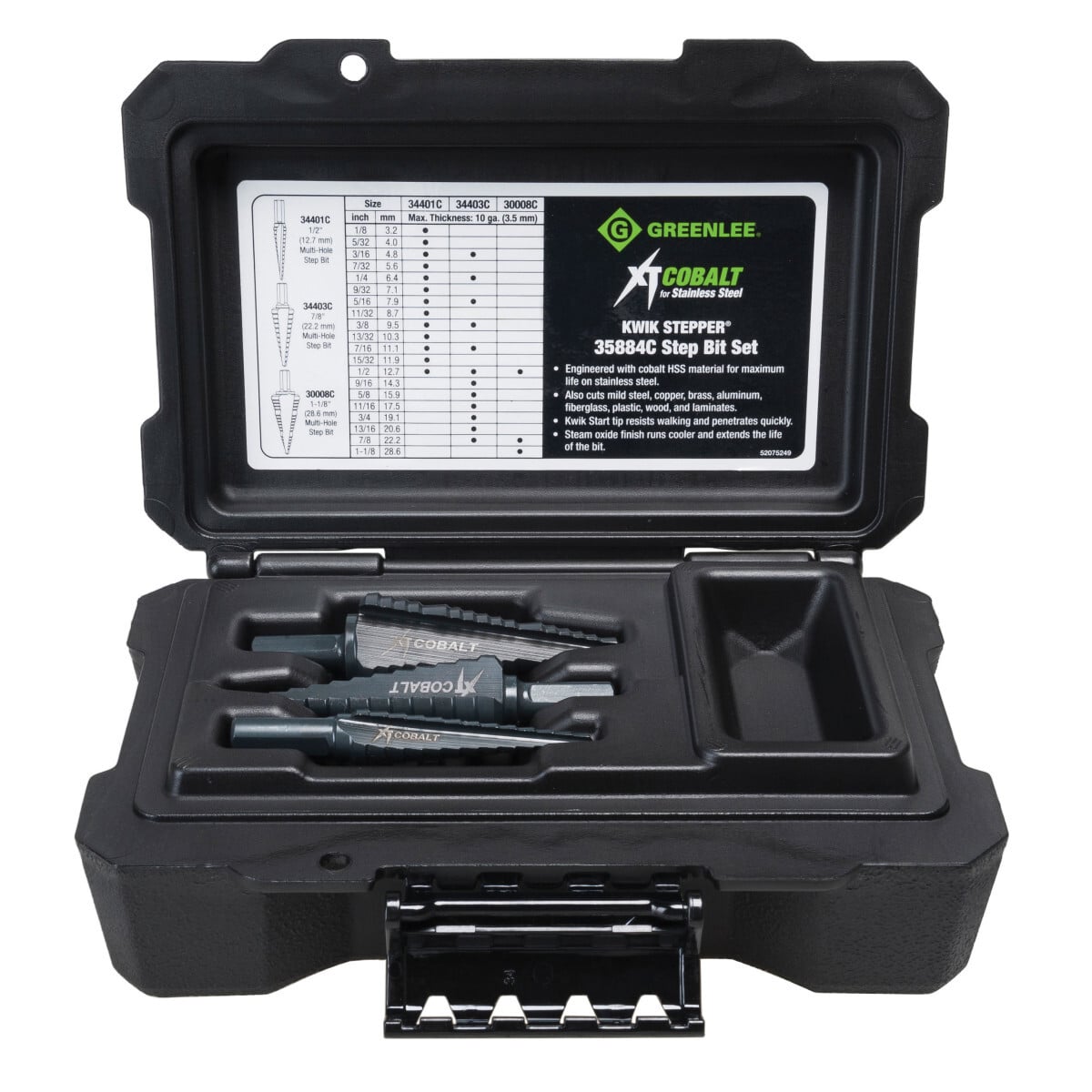 35884C XT Cobalt Metal Cutting Step Bit Set #1, #3, and #8