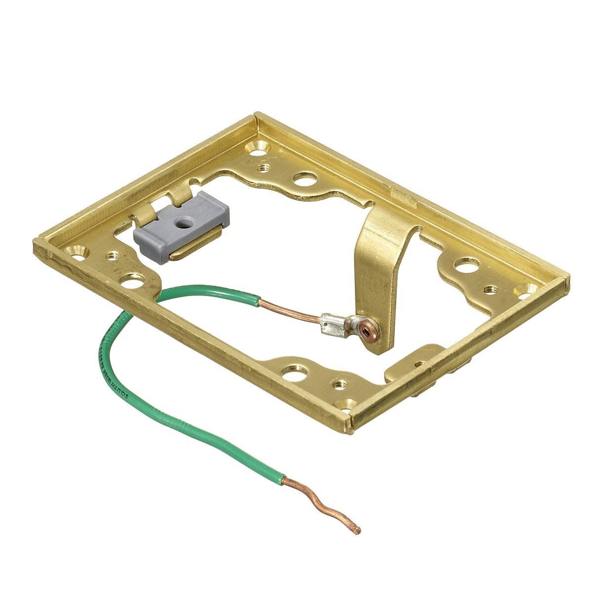 Flush Concrete Floorboxes Series, 1-Gang Cover Flange With Ground Wire, Rectangular, Brass