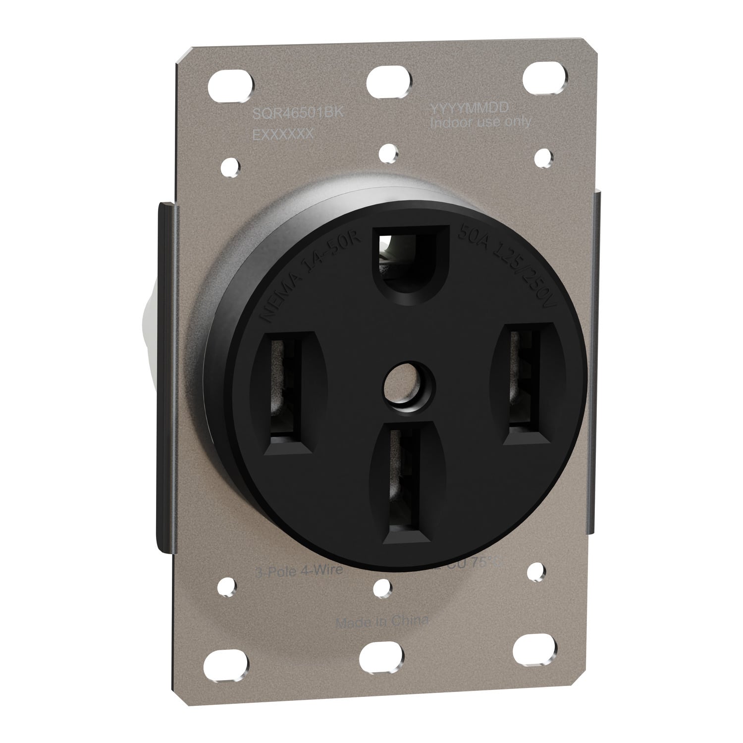 Socket-outlet, X Series, 50A, standard, for range, commercial, black, matte finish