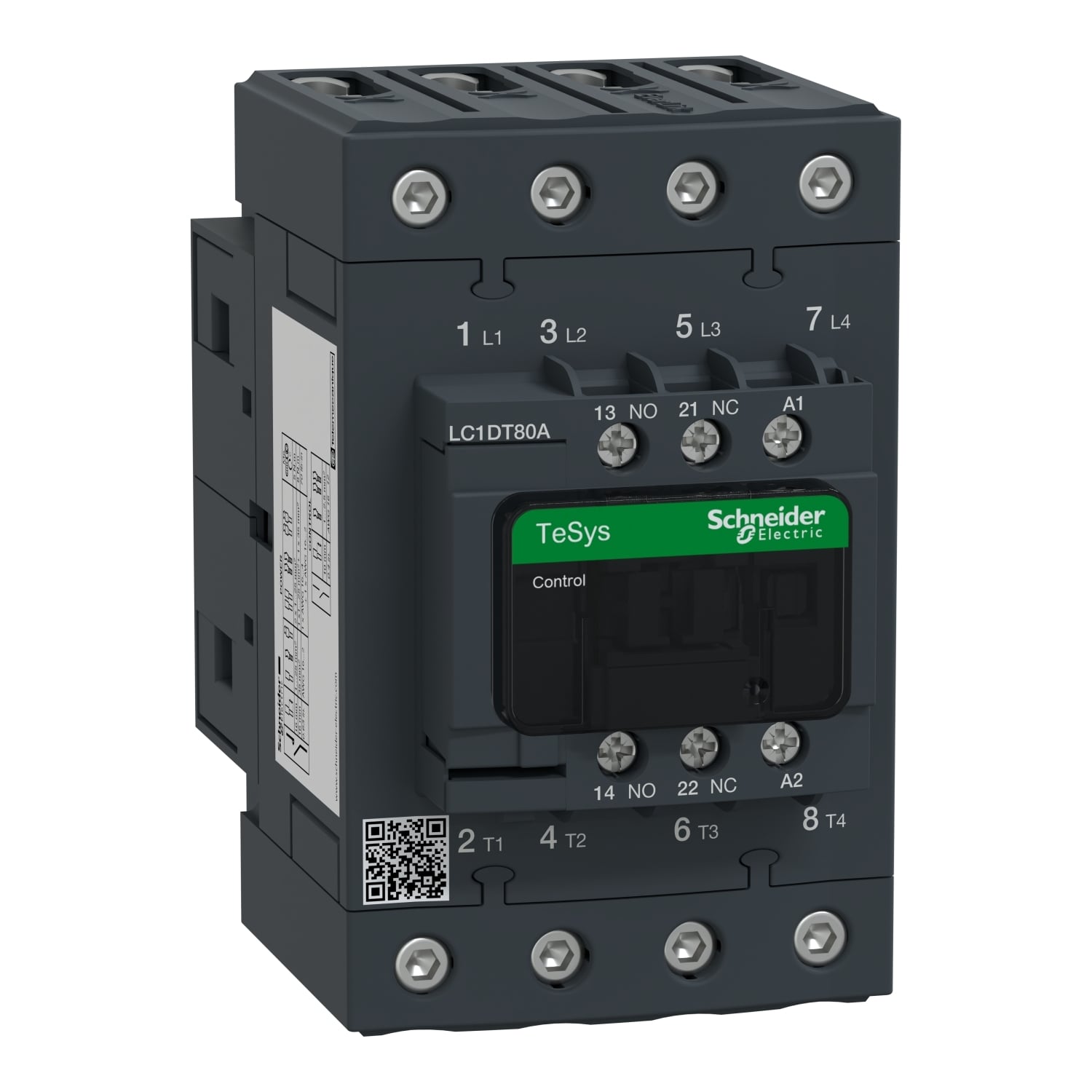 Contactor, TeSys Deca, 4P(4 NO), AC-1, <=440V, 80A, 120V AC 60Hz coil, screw clamp terminal