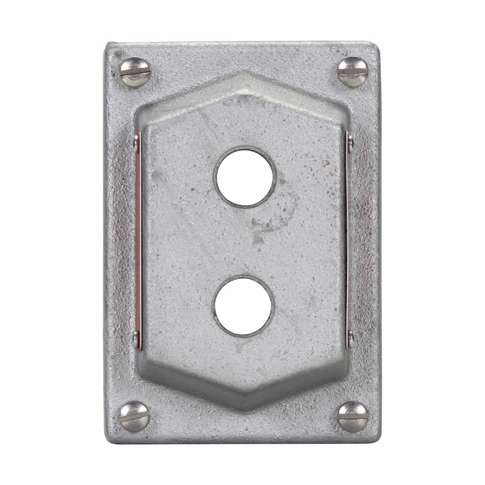 Eaton Crouse-Hinds series FlexStation DS blank cover, Feraloy iron alloy, Single-gang, 2 hole covers