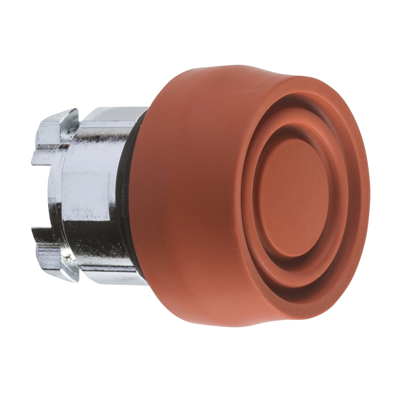 Head for non illuminated push button, Harmony XB4, red flush push button 22mm spring return, unmarked, red colored boot