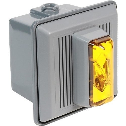 Amber Electronic Xenon Strobe with Horn, 24VAC/DC, Flashing, 100dB at 1m, -35 to 66 Max Operating Temp, Surface Mount