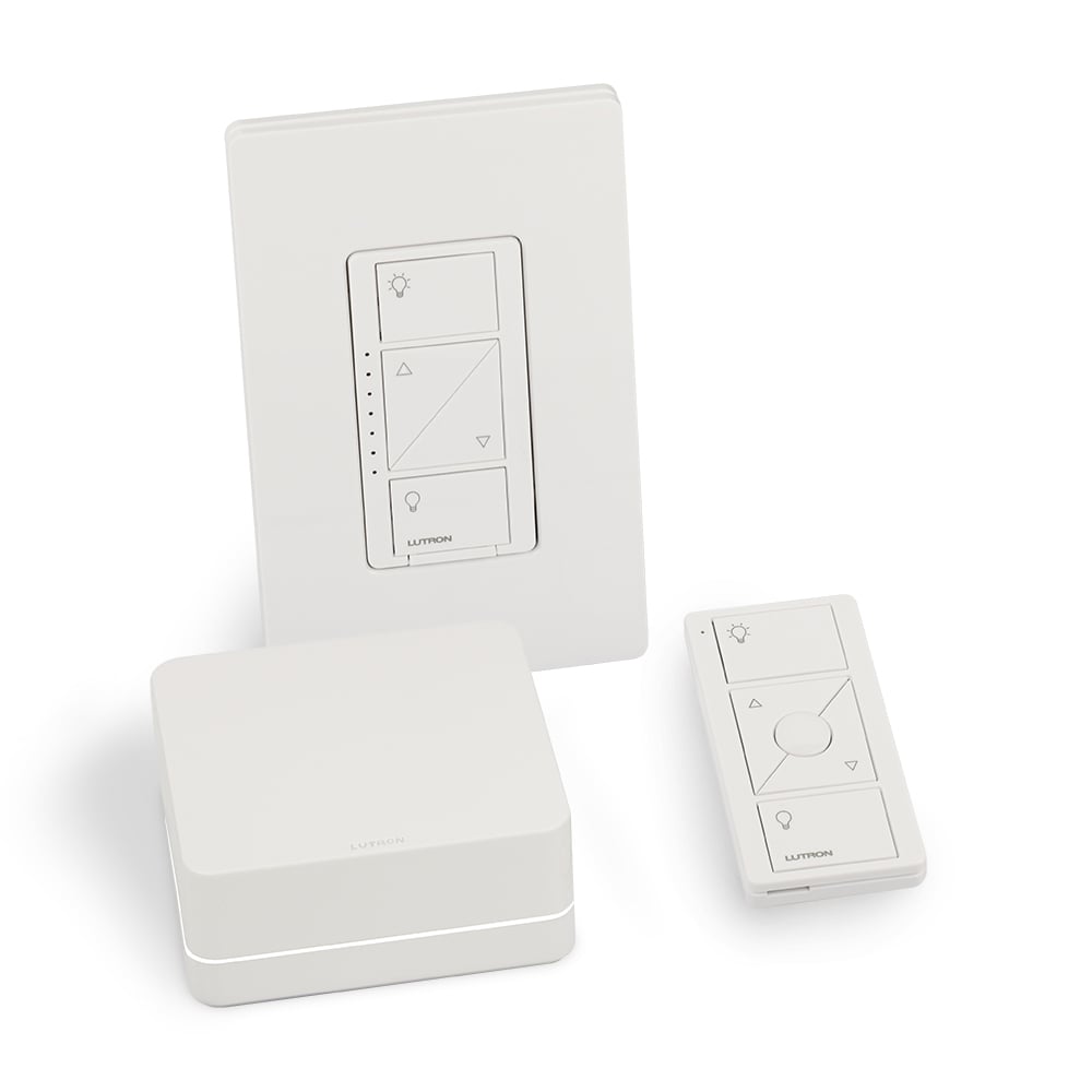 Caseta Wireless starter kit.  Includes all necessary components to setup a single room for dimming. Kit contains 1 In-wall dimmer with faceplate, 1 Smart Bridge Pro, and 1 Pico remote control