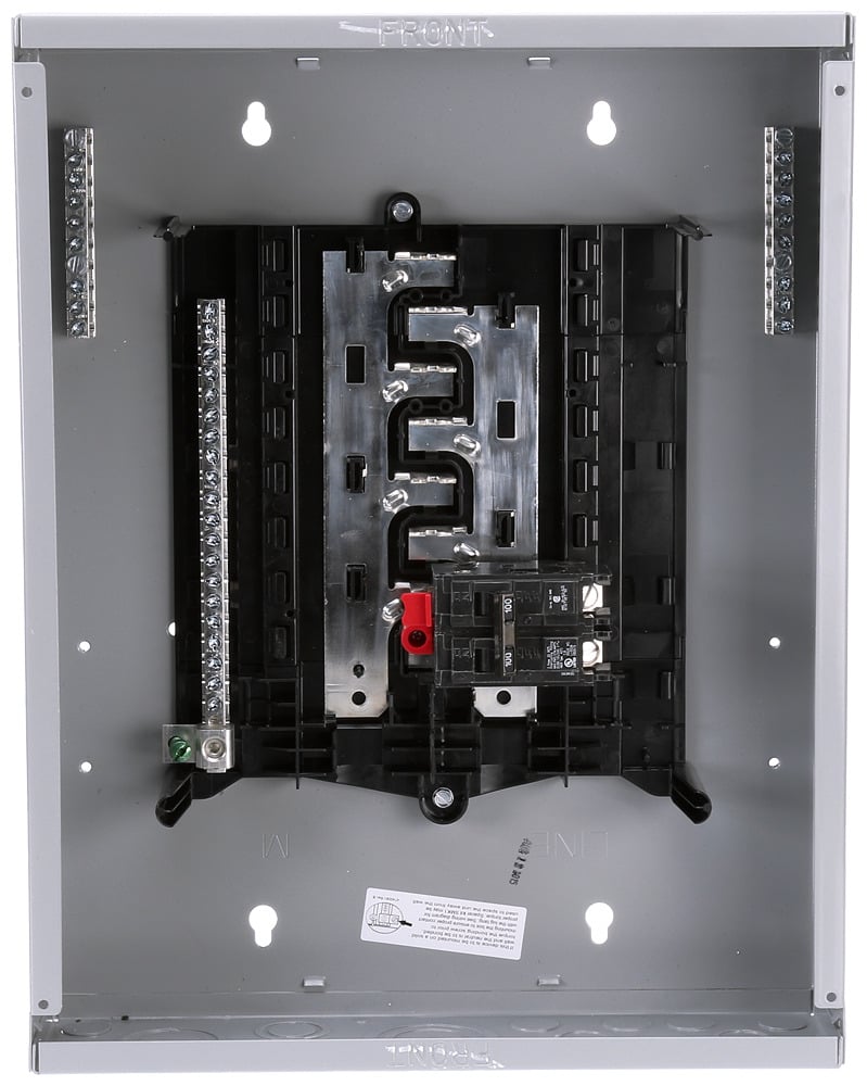  LOW VOLTAGE UN-ASSEMBLED MOBILE HOME LOAD CENTER PANEL. BOX FACTORY INSTALLED MAIN BREAKER 12 (1 INCH) SPACES INTERIOR ALLOWING 24 MAX CIRCUITS. 1-PHASE 3-WIRE SYSTEM RATED 120/240V (100A). SPECIAL FEATURES FACTORY INSTALLED GROUNDBAR.