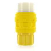 30 Amp 125/250V, NEMA L14-30, 3P, 4W Industrial Grade, Grounding, Wetguard Locking Connector for Single Inlet, Yellow